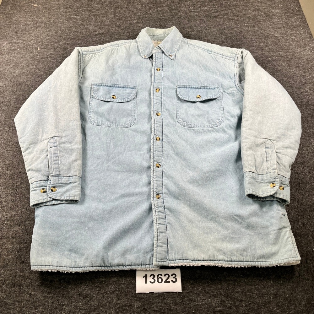 Wilderness Perfect for the Breeze Trucker Jacket Men XL Blue Cotton Sherpa Lined